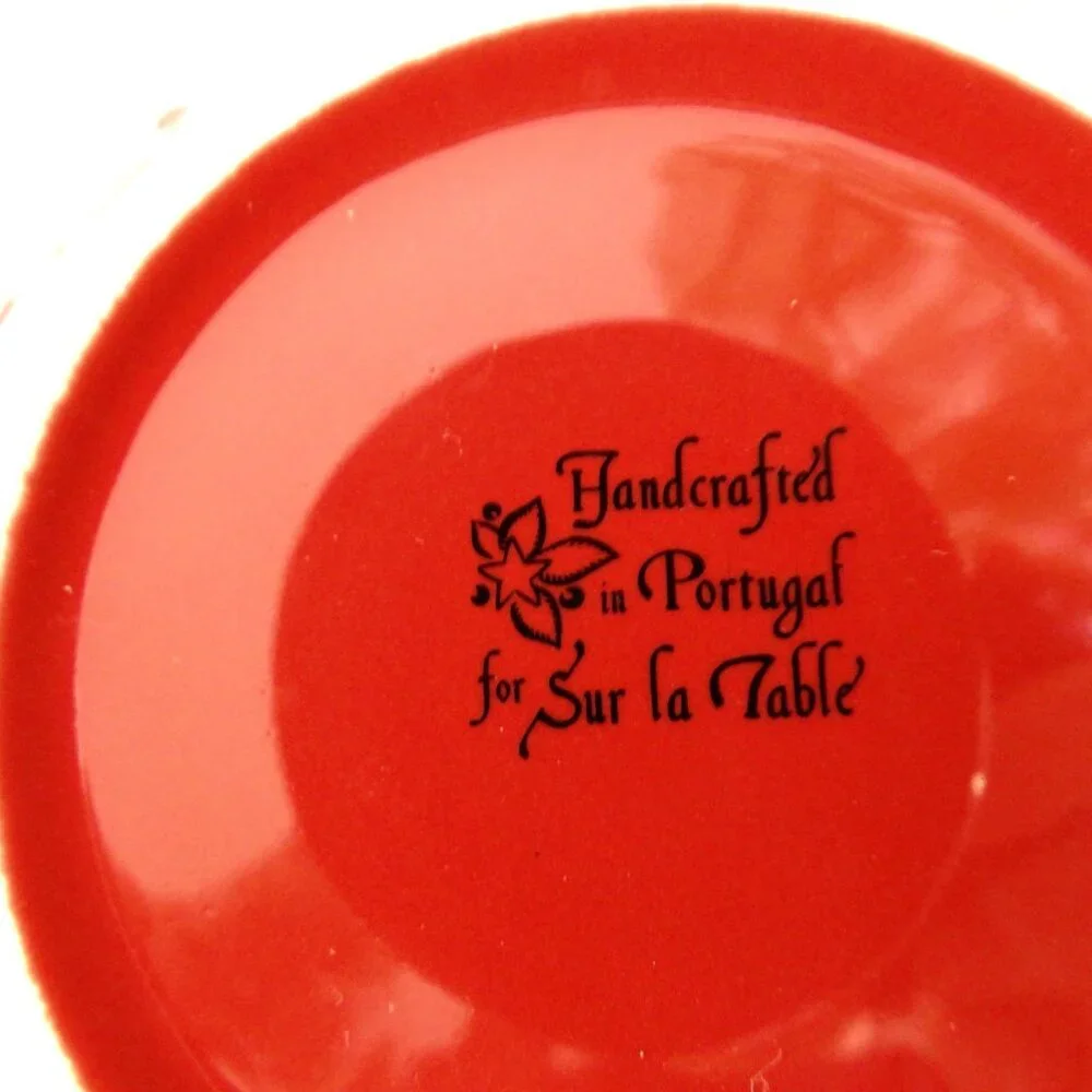 Sur La Table Red Ceramic Mini Crock Lidded Bowl Christmas Poinsettia Garland
